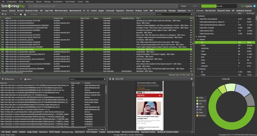 Screaming Frog SEO Spider screenshot