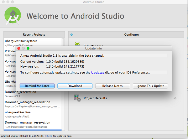 update android studio