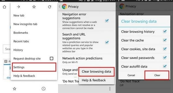 how to clear cache on android