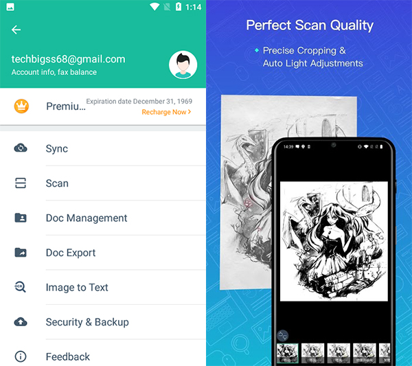 camscanner premium app on mutiple devices