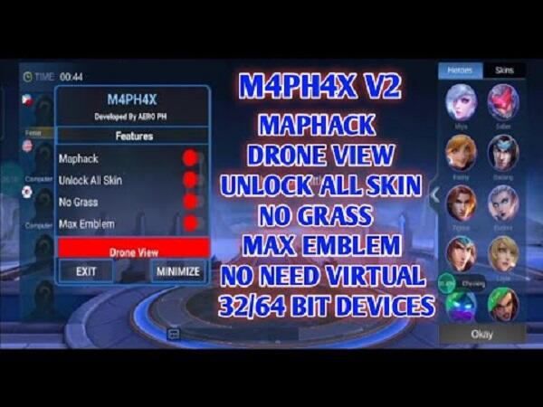 Download M4PH4X APK v3.5 MOD Menu Mobile Legends, Unlimited Diamonds!