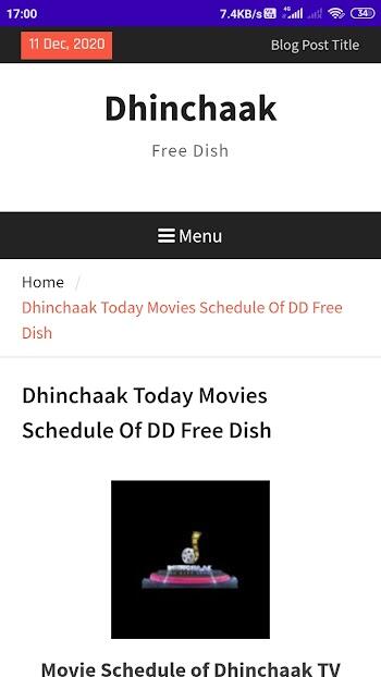 Dhinchak channel dd free dish online live